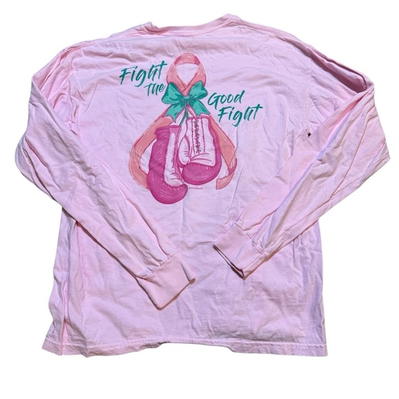 Anna Grace T-Shirt Comfort Colors Tee Breast Cancer Good Fight Color Pink - Picture 1 of 3